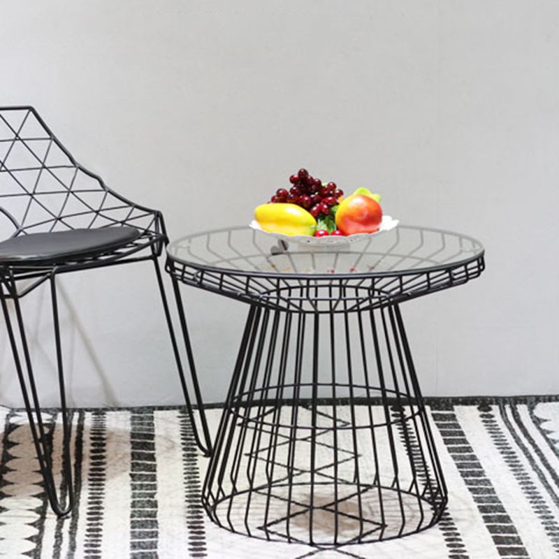 Modern Style Glass Round Side Table Dia 19.7-inch Frame End Table