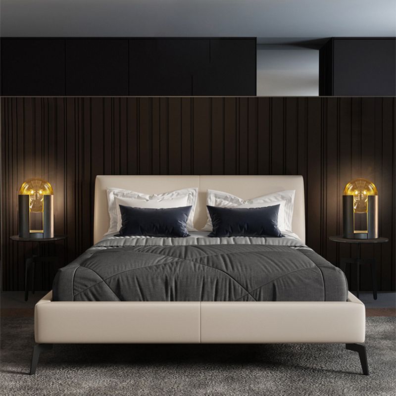Minimalism Cognac Glass Globe Table Lamp Hollow Cylindrical Metal Base Nightstand Light in Black