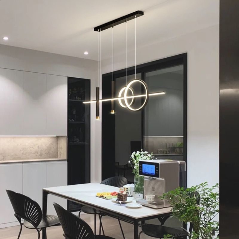 Unique Shape Hanging Lamp Metal Island Chandelier Lights for Dining Room