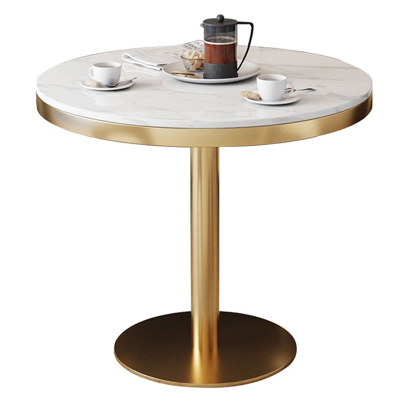 Pedestal Glam Style Dining Table Two-Color Fixed Table of Sintered Stone