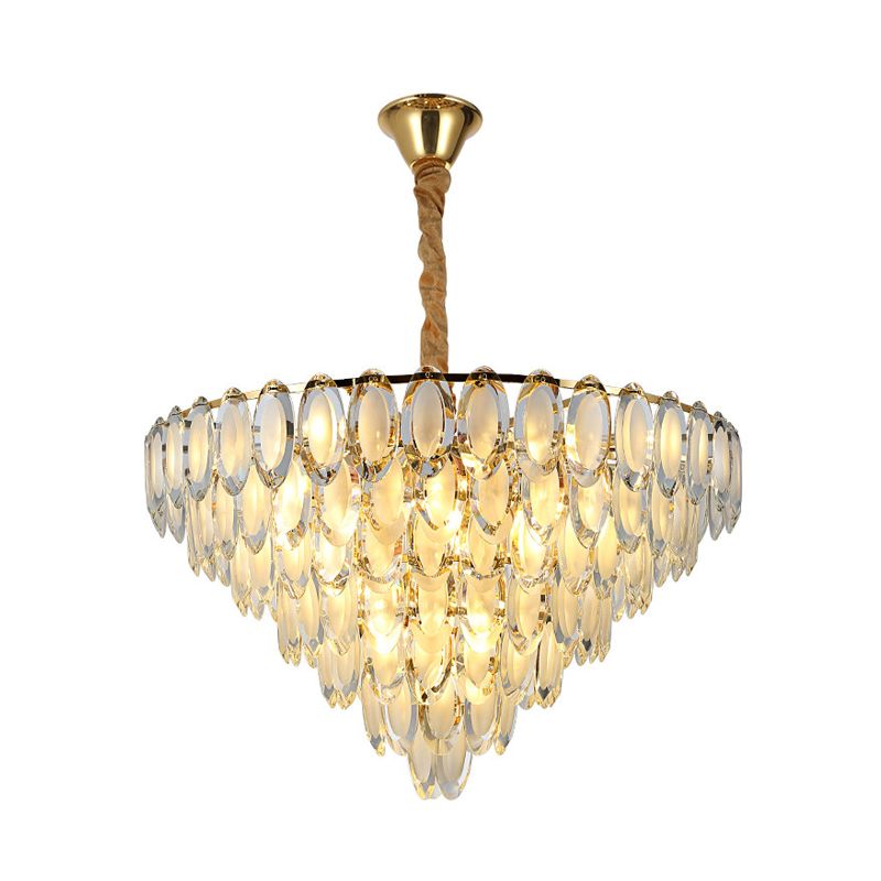Ovale Crystal Gold Semi Flushmount superbe 5 bulbes de style moderne plafond Flush Mount Light pour le salon