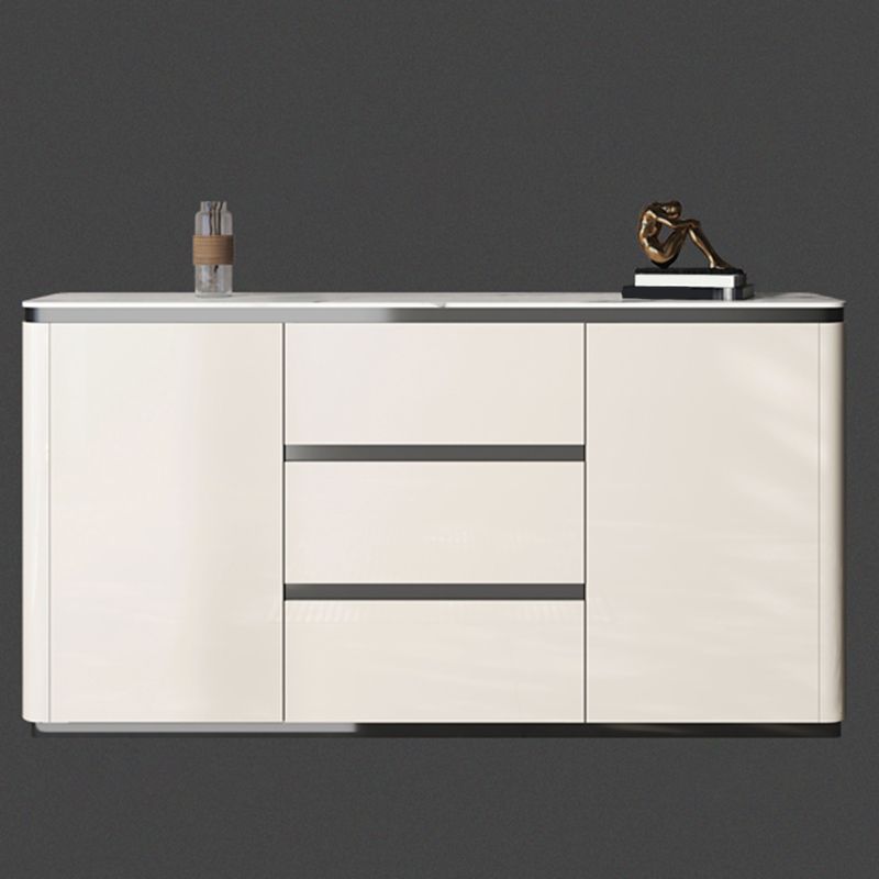 Modern Style Sideboard White Engineered Wood Sideboard with 3-Drawer and 2-Door
