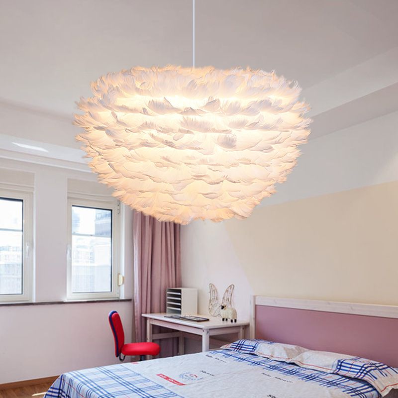Modern Feather Hanging Lights Children's Room Bedroom Living Room Chandelier