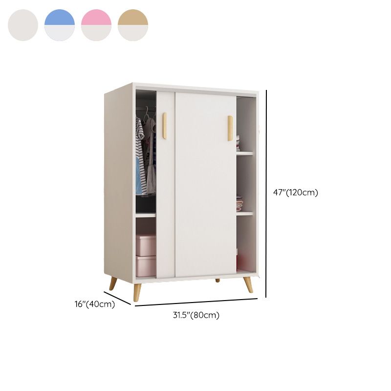 Blue Contemporary Kids Closet High Gloss Wooden Closet with Garment Rod