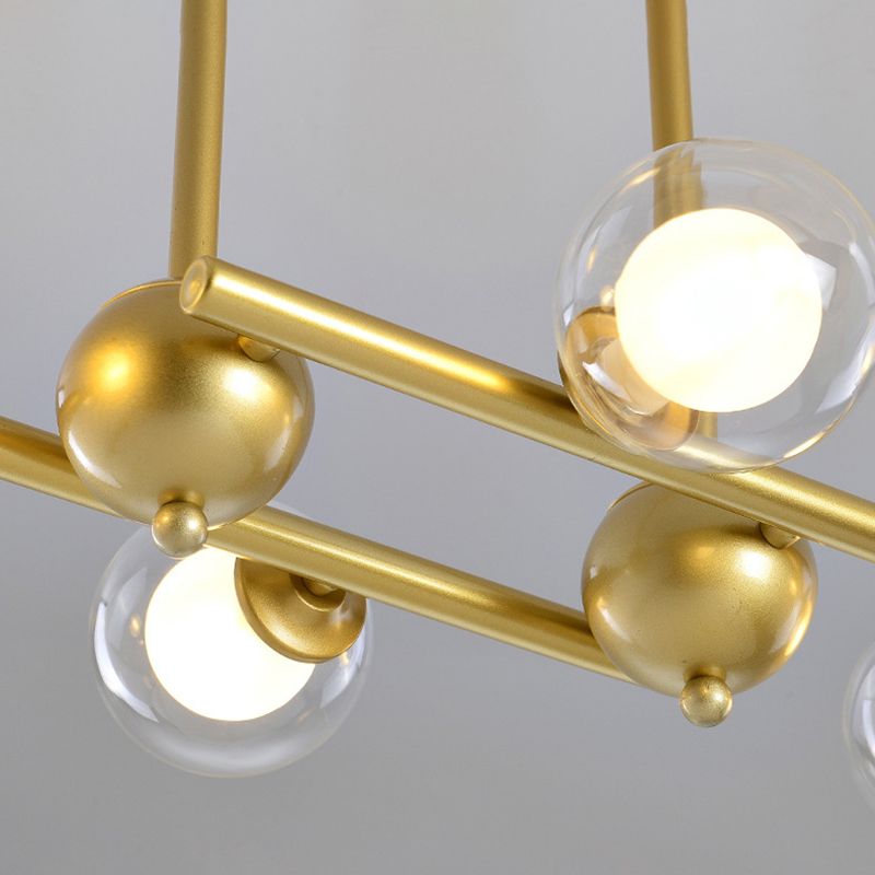 Glass Shade Island Light Fixture Contemporary Gold Suspension Light for Dining Room