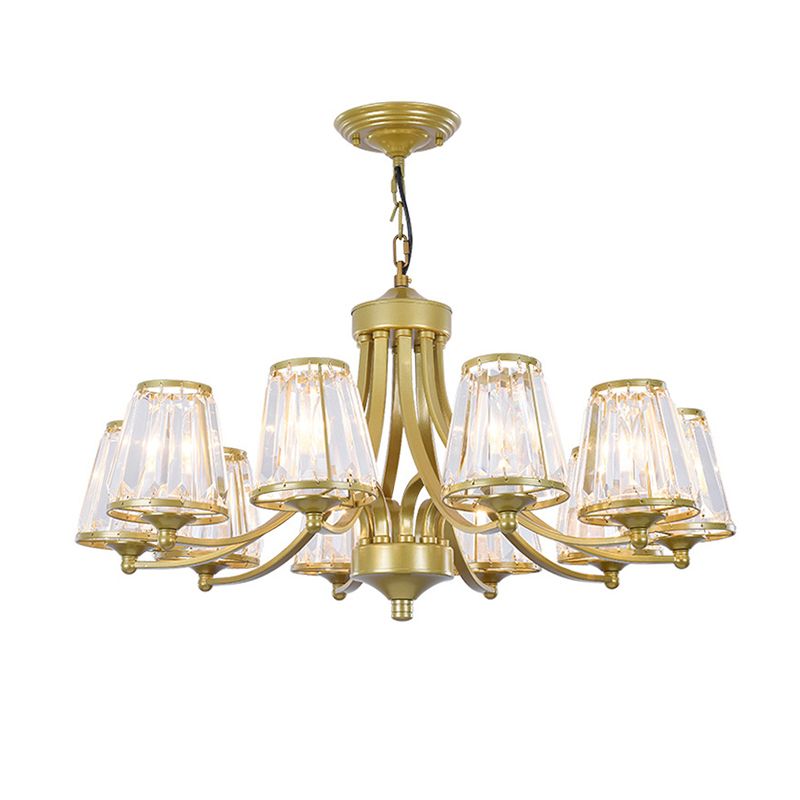Crystal Prism Hanging Chandelier Conical Traditional Style Pendant Lighting Fixture