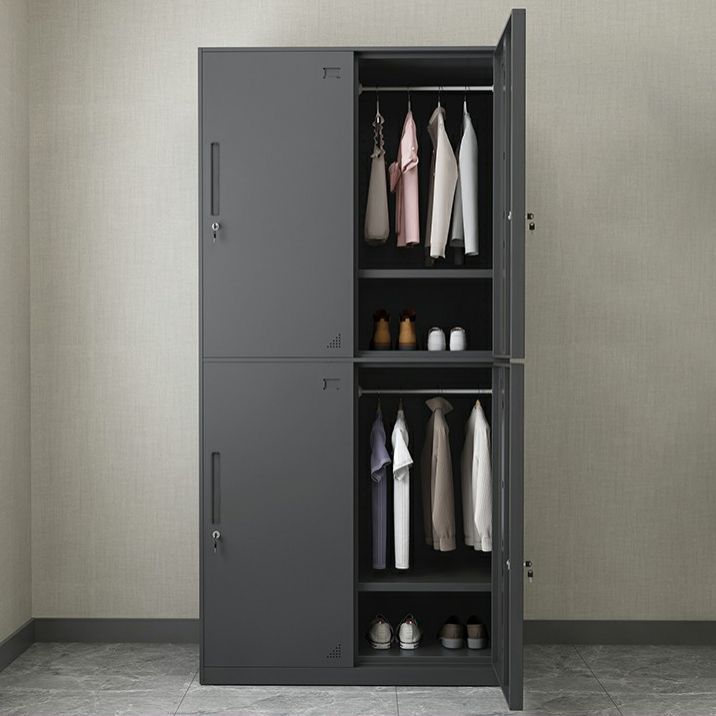 Steel Wardrobe Armoire with Lock Hinged Wardrobe Cabinet for Home