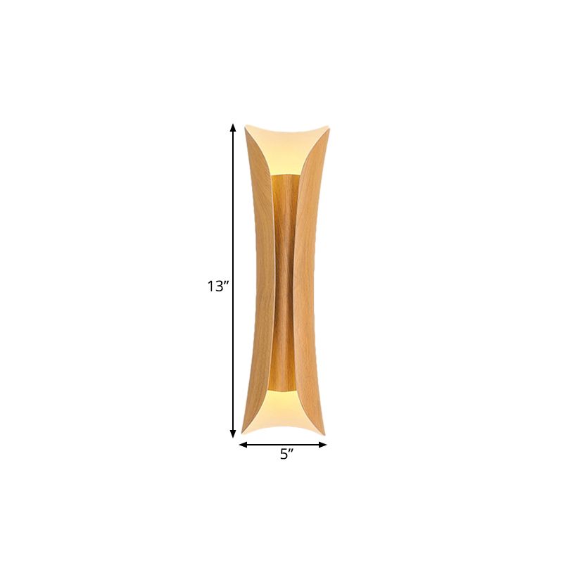 13"/21"/30" H 2 Heads Wall Light Sconce Simplicity Curled Metal Wall Mount Lamp, Brass/Gold/Natural Wood Finish