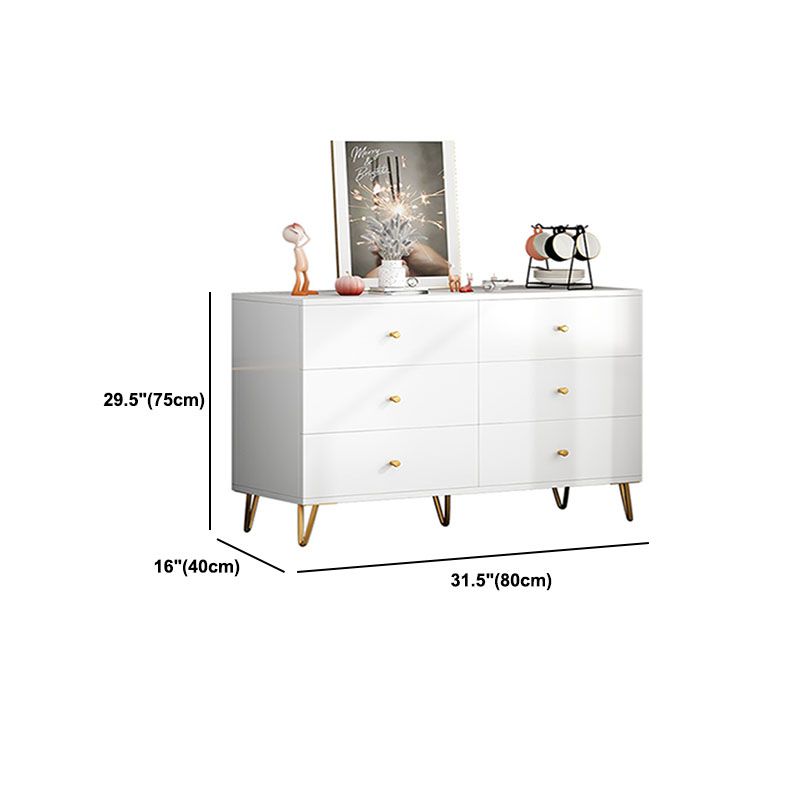 Contemporary Chest Horizontal White Wood Storage Chest with Metal Feet