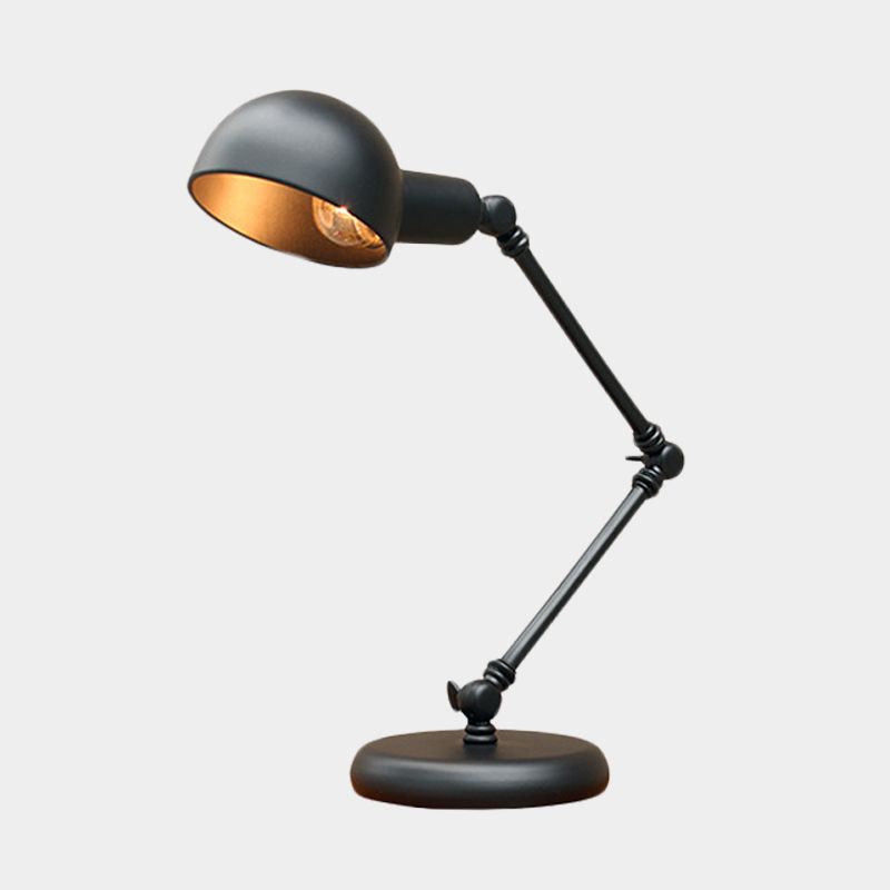 Dome Restaurant Table Lighting Vintage Iron 1-Head 4.5 "/6" de ancho Lámpara de escritorio de acabado negro con brazo oscilante