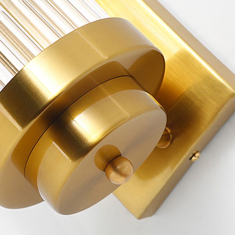 Half Cylinder Shade 2 Lights Wall Sconce Modern Style Crystal Wall Mount Light Fixture