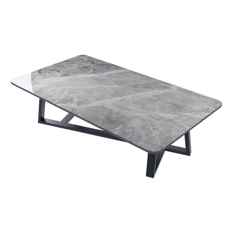 Slate Coffee Table Rectangular Open Shelf Minimalist Coffee Table