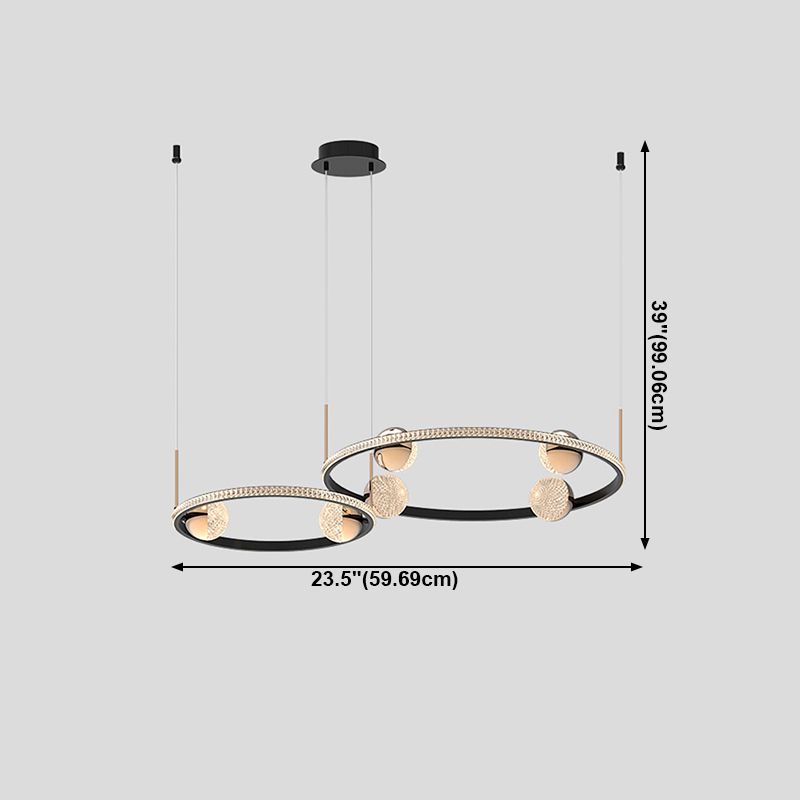 Black Ring Chandelier Light Fixture Creative Minimalist Acrylic LED Suspension Lamp