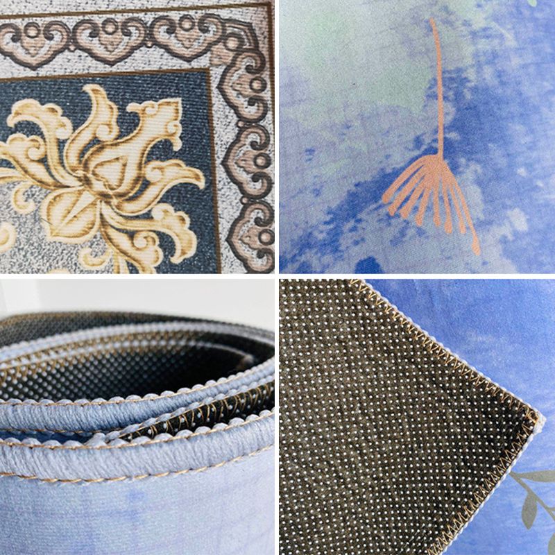 Modern Area Carpet Simple Plant Print Indoor Rug Polyester Stain Resistant Carpet for Home Decor