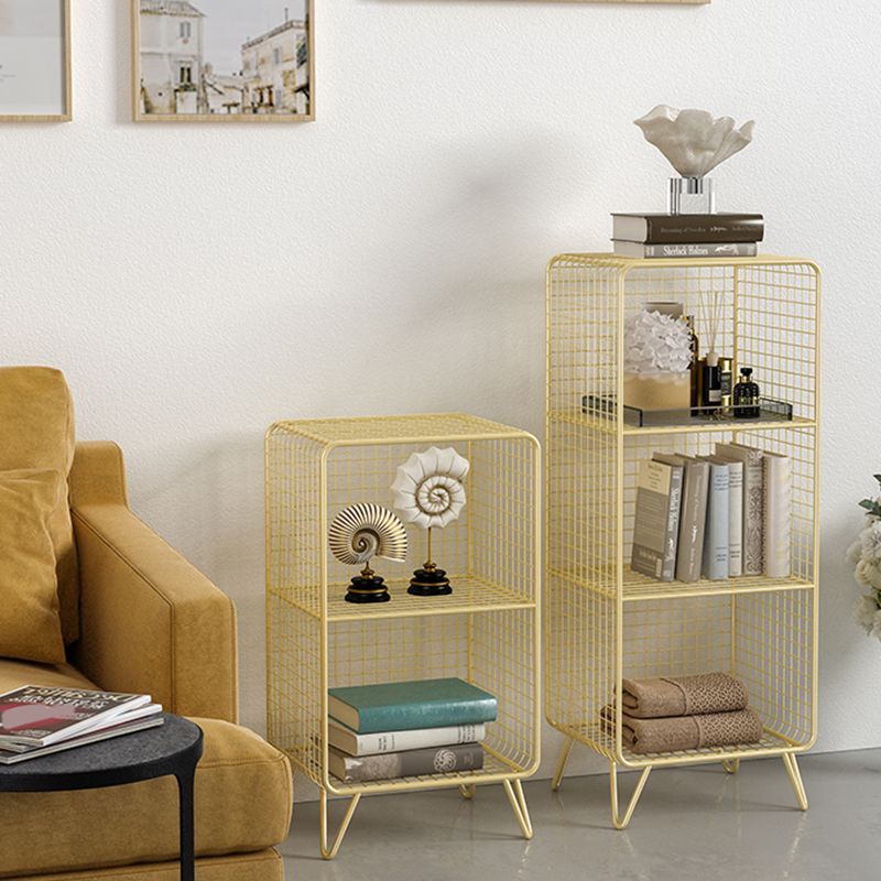 11" Wide Glam Shelf Bookcase Closed Back Gold Metal Bookcase