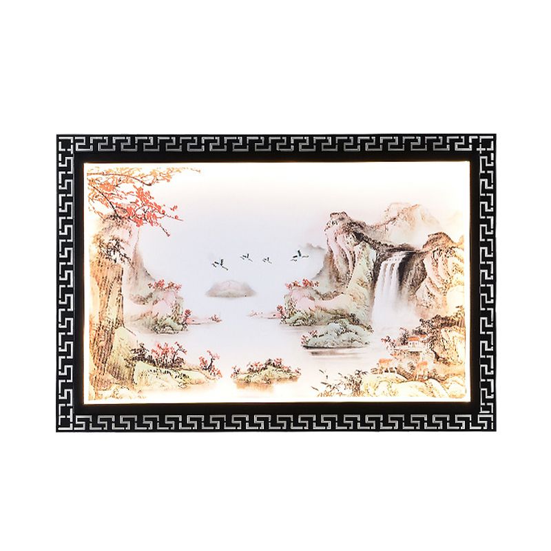 Paradise/Misty Mountain Wall Sconce Chinese Fabric LED Black Wall Mural Lighting for Home Decoration