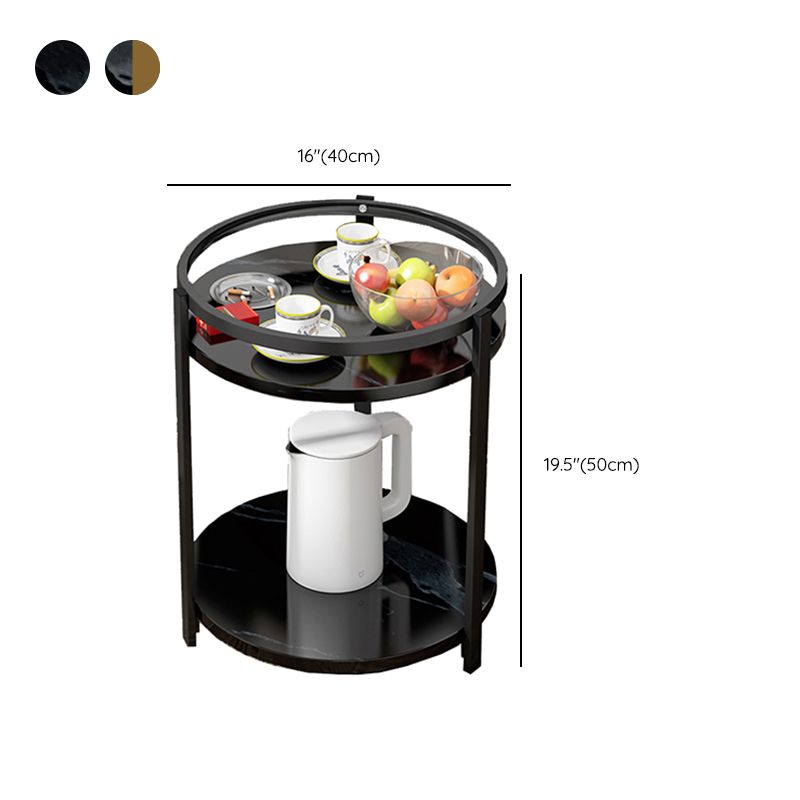 Glam Metal Storage End Table Double Tier Side Table for Living Room