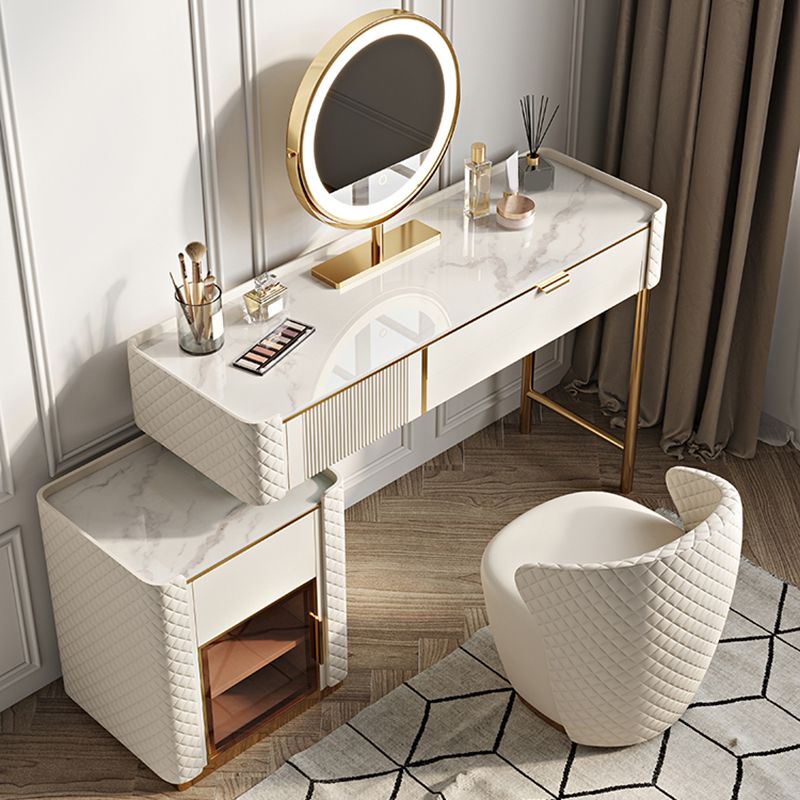 Glam Beige Makeup Vanity Desk 4 Drawer Vanity Dressing Table