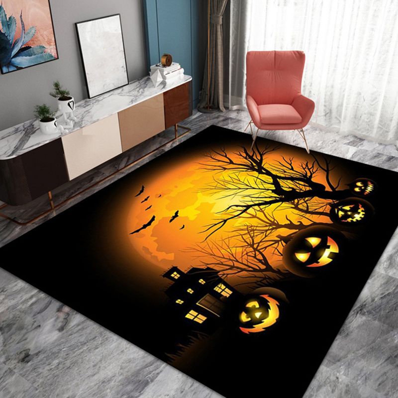 Contemporary Rug Halloween Polyester Carpet Stain Resistant Area Rug for Living Room