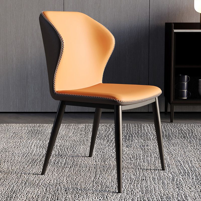 Sillas de comedor con respaldo estilo industrial Sillas de comedor de cuero sin brazos (juego de 2)
