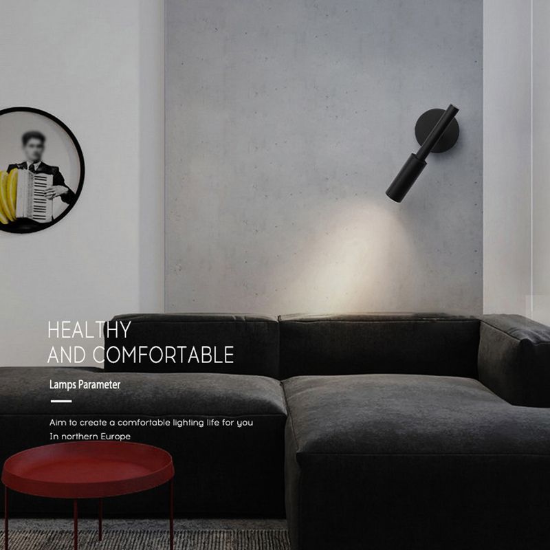 Modern Simple Wall Light Cylinder Shape Wall Lamp with Iron Shade for Bedroom