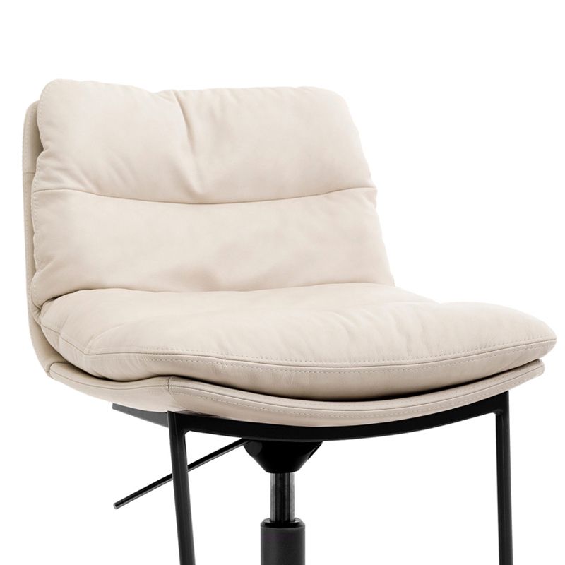 White Adjustable Height Bar Stools Industrial Faux Leather Stools