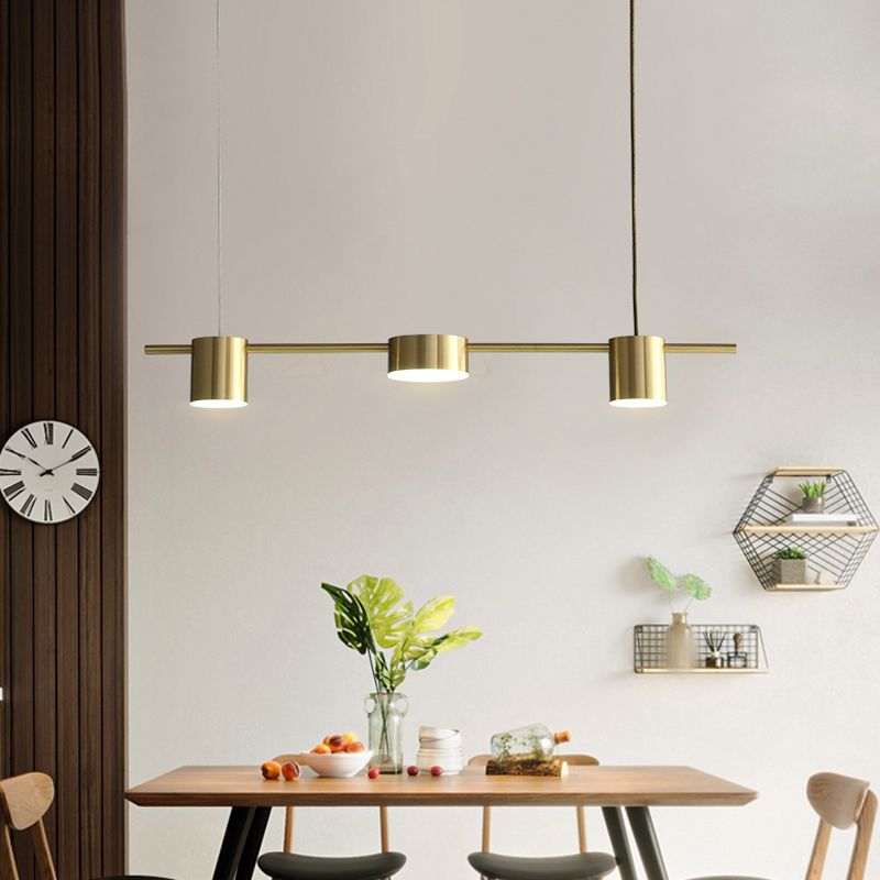 Luces colgantes de isla de metal de isla de cilindro de estilo contemporáneo