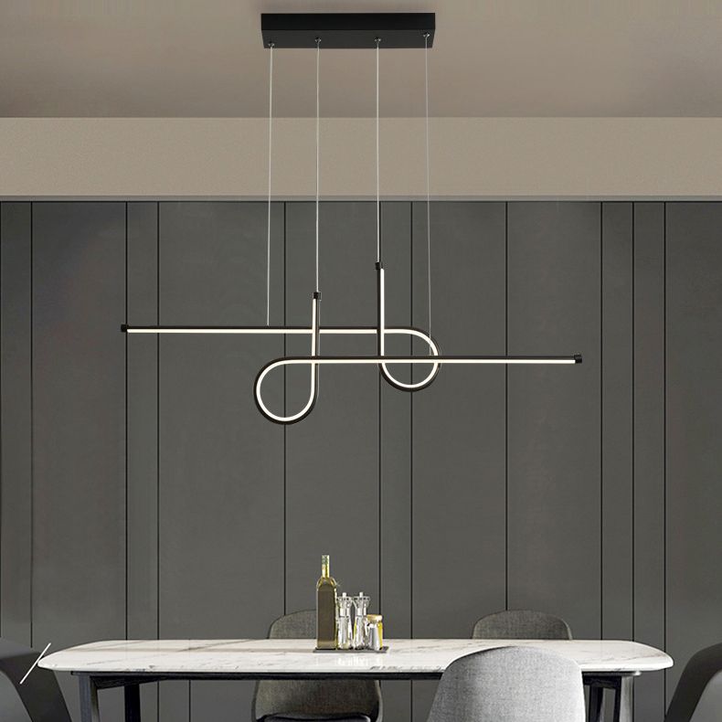 Modern Simplicity LED Island Light Linear 2-Light Pendant Light with Silicone Shade