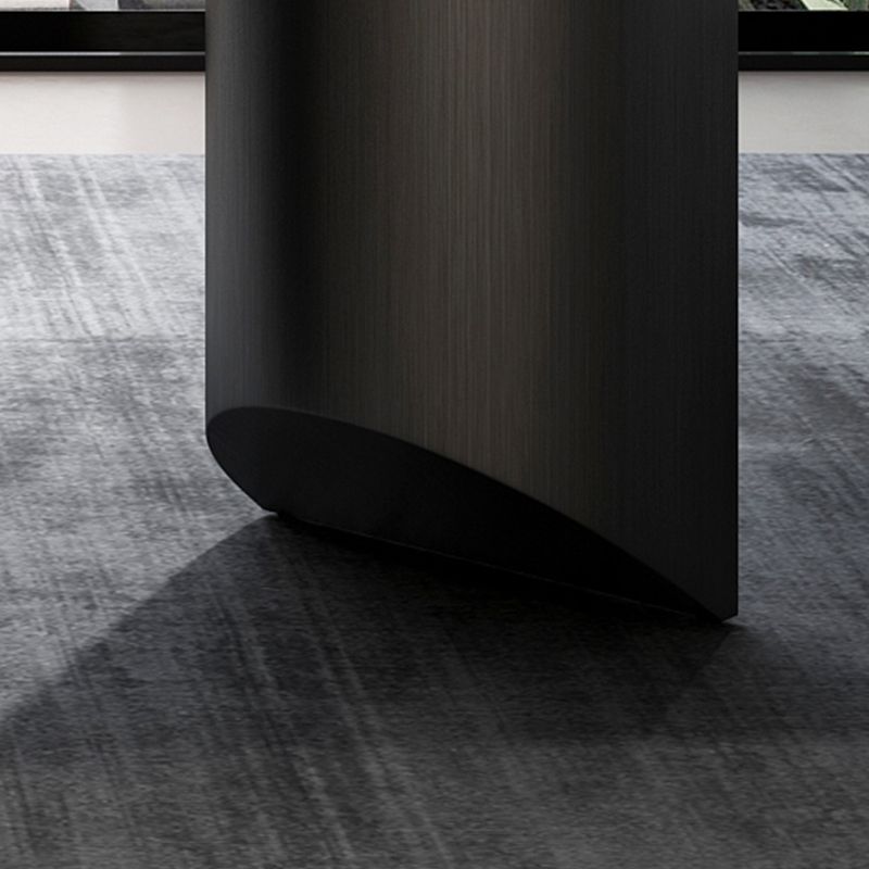 Stone Top Dining Table Contemporary Rectangle Dining Table with Black Base