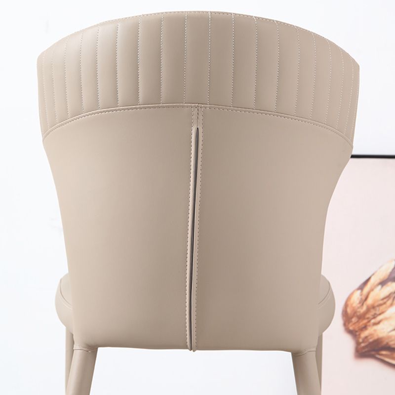 Minimalist Armless Wingback Parsons Chair Leather Dining Chairs