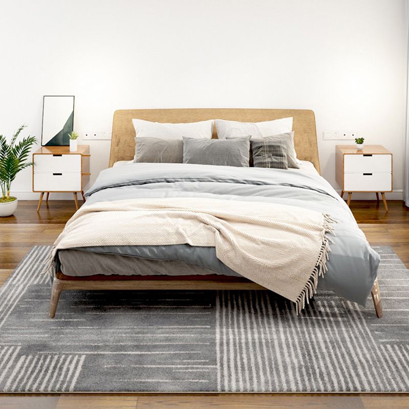 Grey Modern Carpet Geometric Pattern Polyester Area Rug Anti-Slip Area Rug for Bedroom