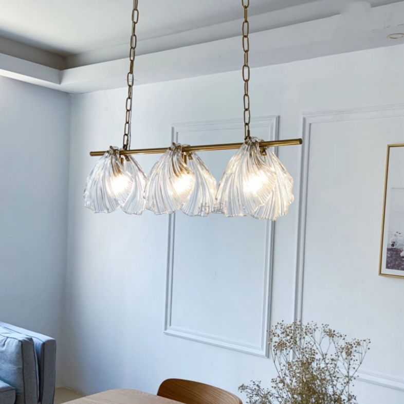 Modern Linear Hanging Pendant Lights Glass 3 Lights Island Light