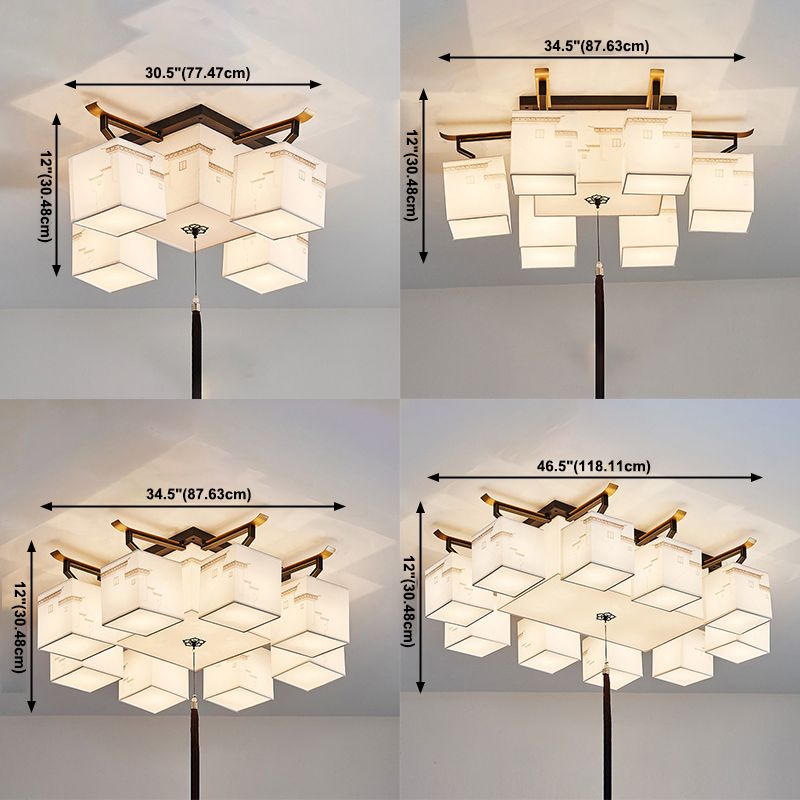 Plafonnier affleurant de Style traditionnel, abat-jour en tissu, luminaire pour salon