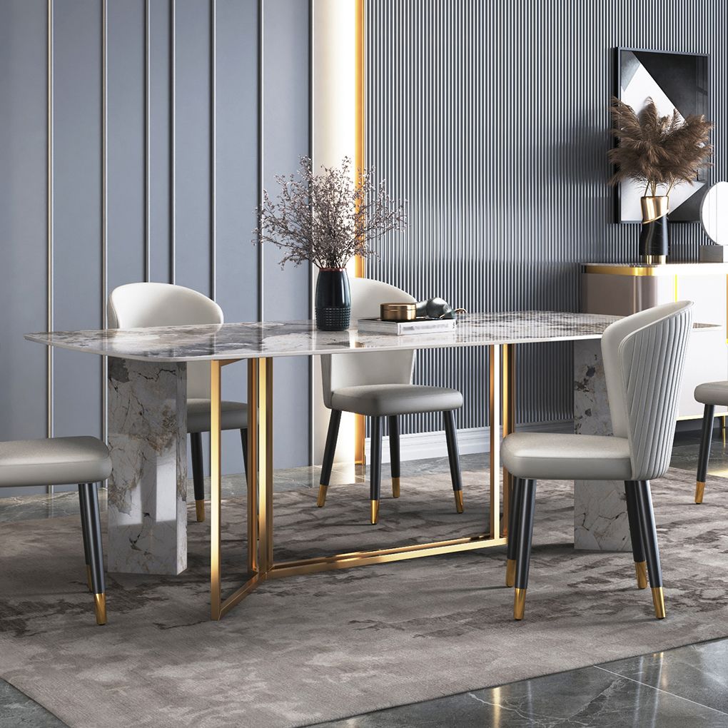 Glam Style 1/4/5/6/7 Pieces Dining Set Rectangle Sintered Stone Dining Table Set