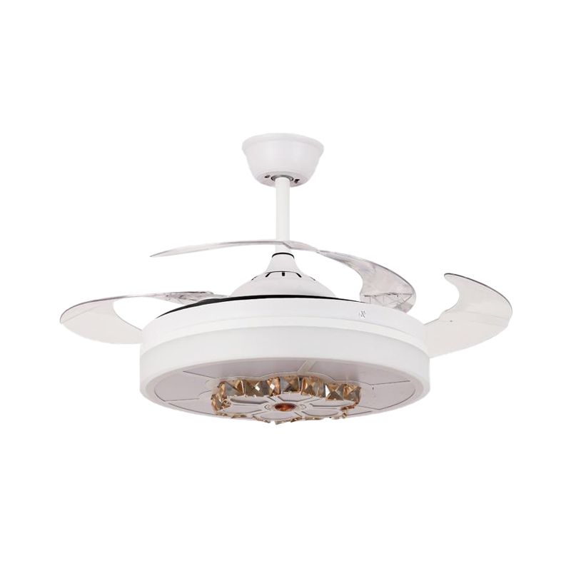3 lames tambour semi-rince modernisme blanc crêpe cristallin de la lampe pour le salon, 19 "de largeur