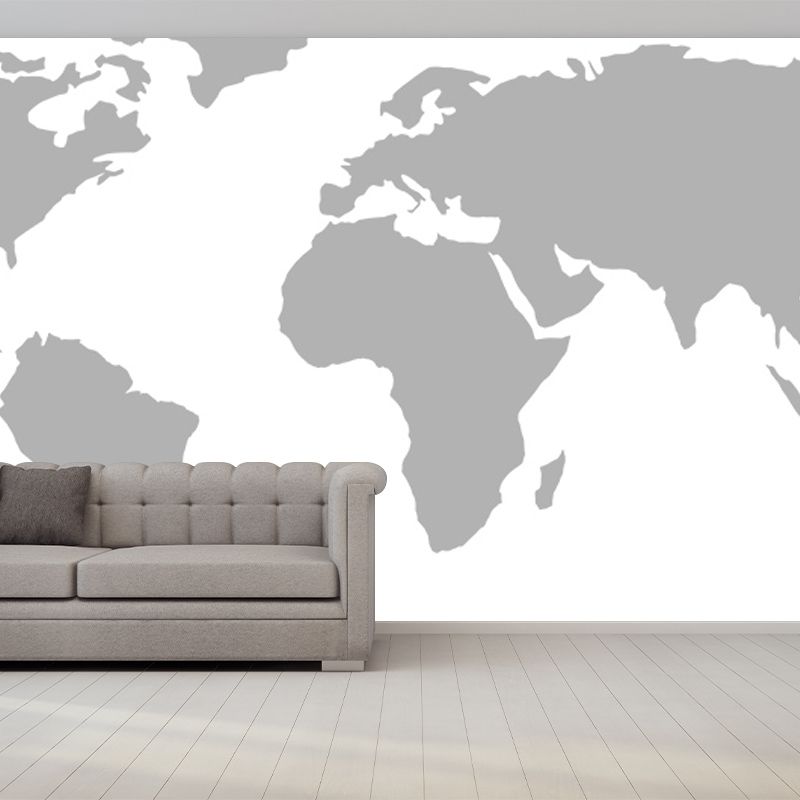 Illustration Stain Resistant Wallpaper World Map Living Room Wall Mural