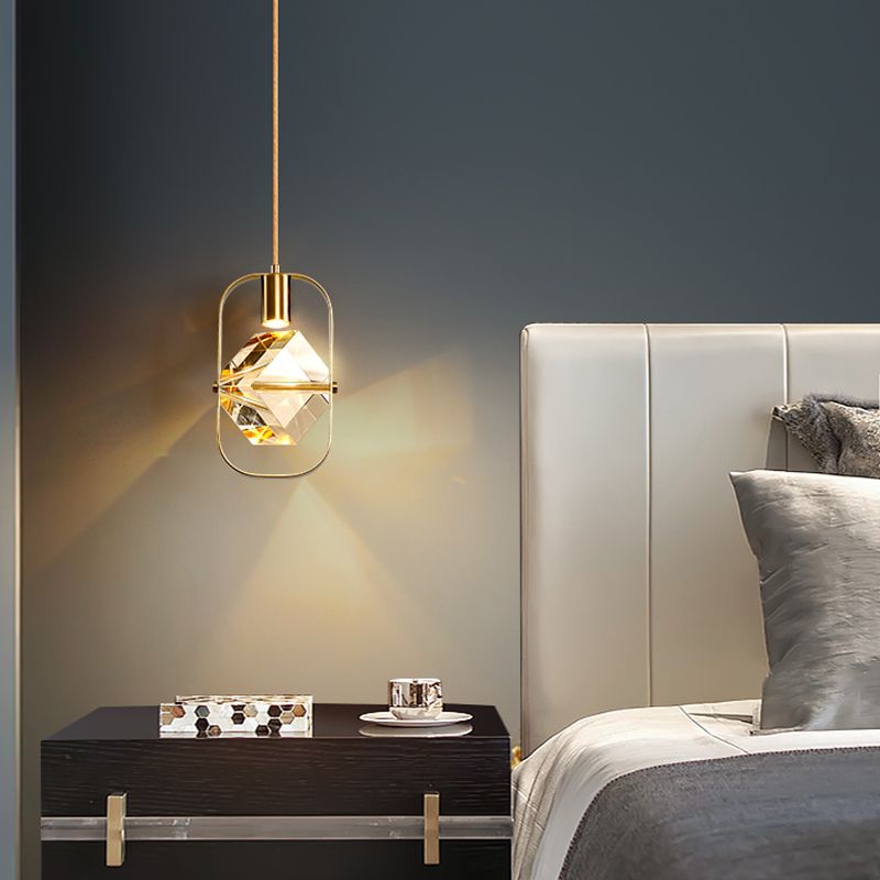 Modern Style Unique Shape Hanging Light Crystal 1 Light Hanging Lamp for Bedroom