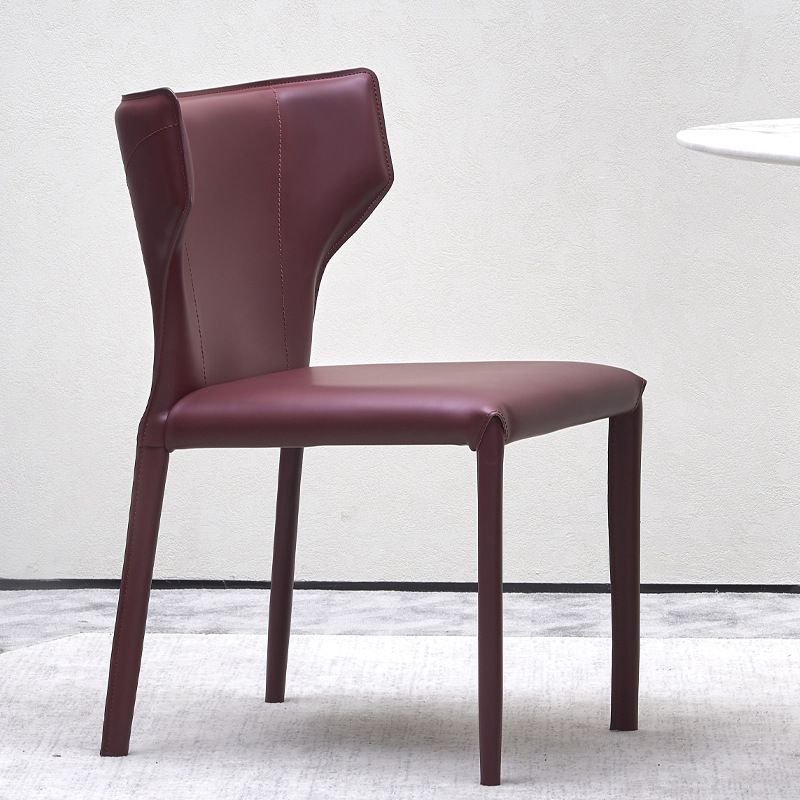 Wingback Side Chair Faux Leather Armless Dining Chairs for Home