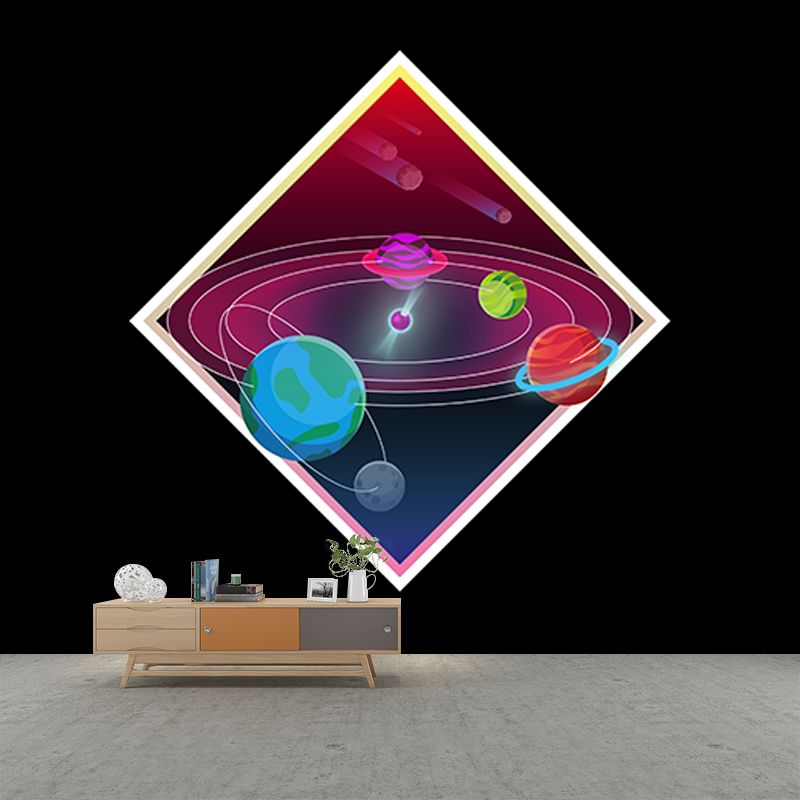 Modern Cosmic Galaxy Illustration Wall Mural Wallpaper for Living Room, Made to Measure