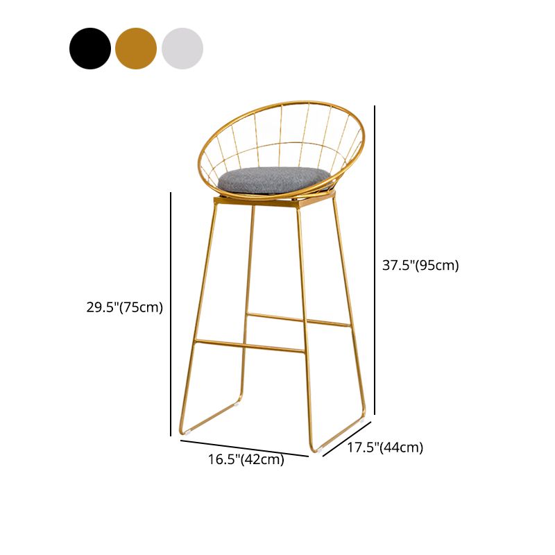 Scandinavian Upholstered Counter Chairs Bucket Barstools with Metal Legs for Home