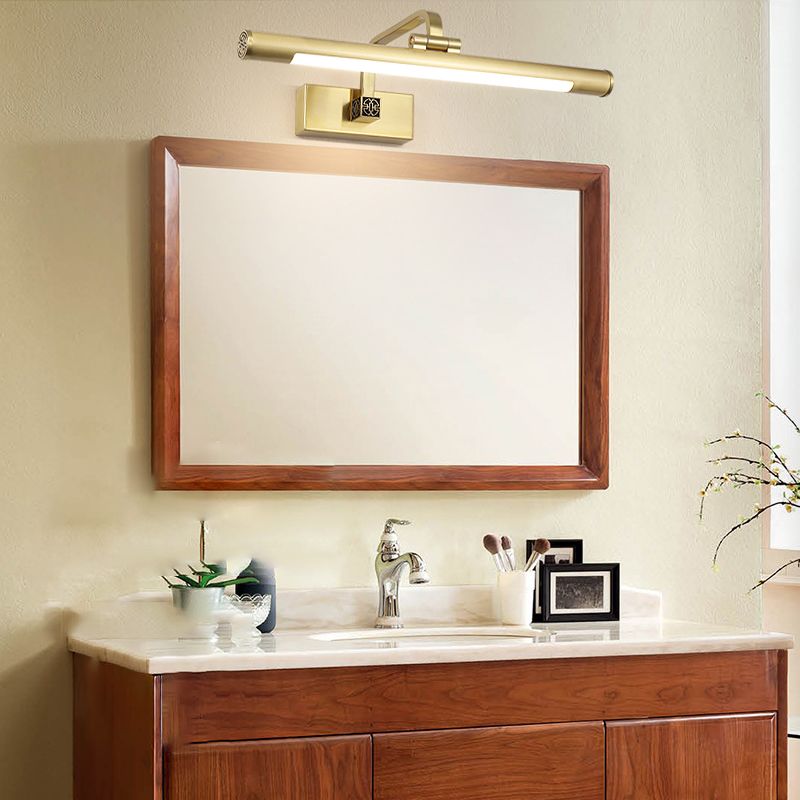 Linear Shade Metal Wall Sconce Modern 1 Light Mirror Wall Mount Light