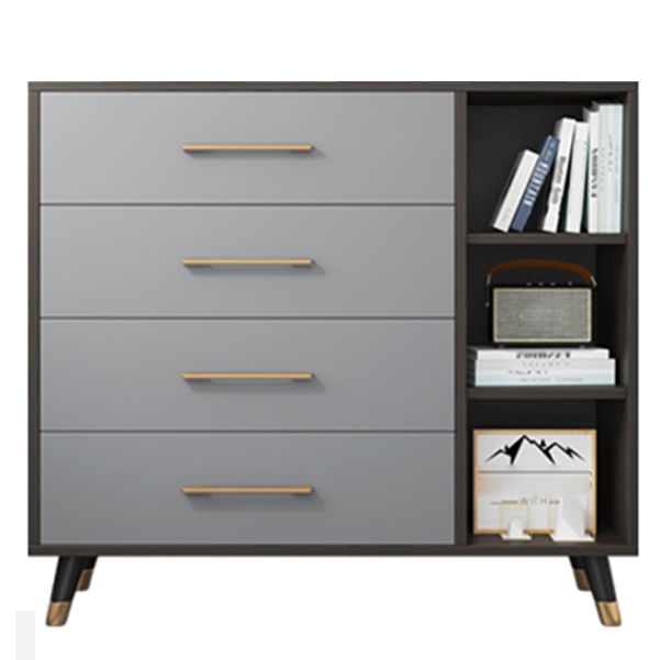 Classic Glam Wood Storage Chest Dresser Gray Bedroom Dresser