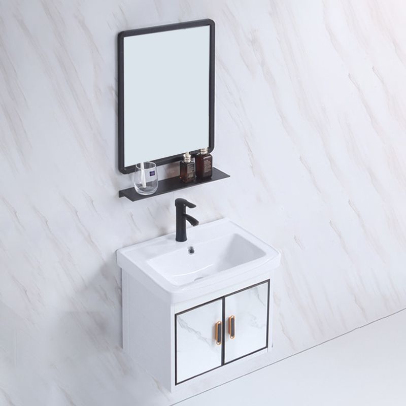 Rectangle Bathroom Vanity Glam Wall Mount Single Sink Mirror Bathroom Vanity Set