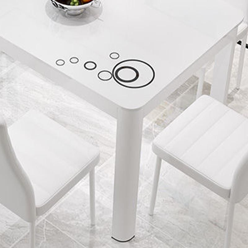 Rectangular Glass Dining Table Modern Black-white Furniture with 4 Legs in Matte Finish