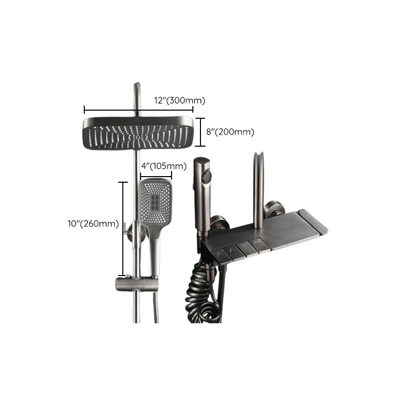 Modern Adjustable Water Flow Square Shower Faucet Shower Hose Shower System on Wall