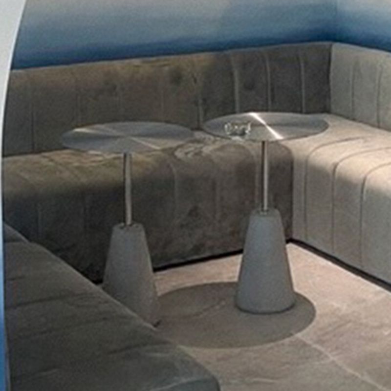 Dia 15.75"/19.69" Metal Round End Table Pedestal Side Table with Concrete Accent