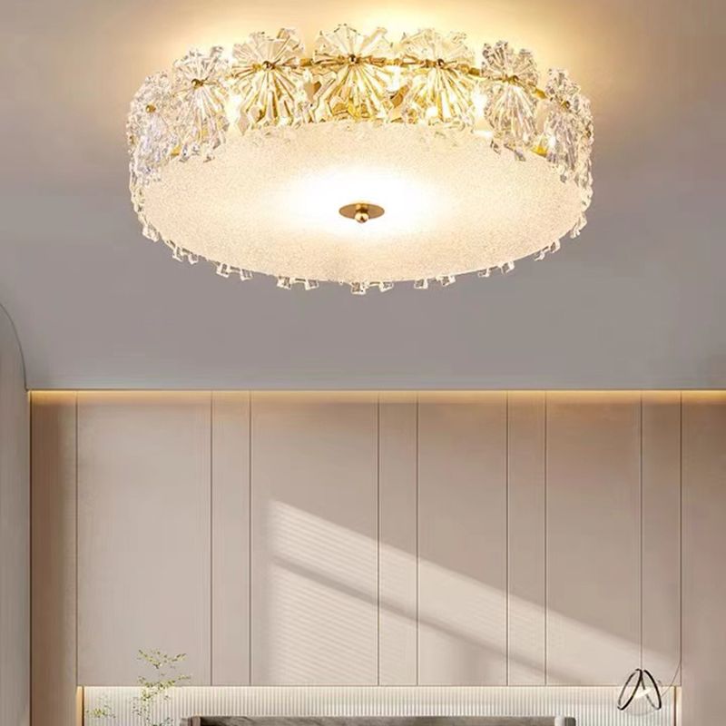 Modern Simple Glass Ceiling Light Round Shape Ceiling Lamp for Bedroom