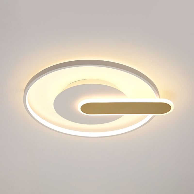 Thin Button Shaped Ceiling Light Modernism Acrylic Black/White and Gold LED Flush Mount Lighting