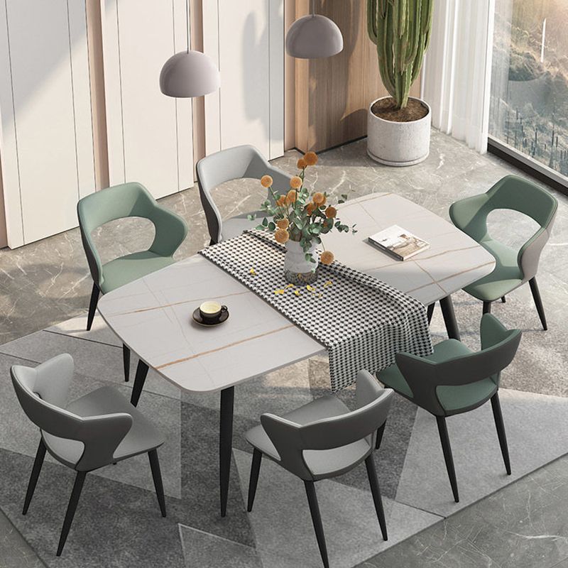 Metal Contemporary Dining Chair with Arms Matte Finish Open Back Dining Side Chair