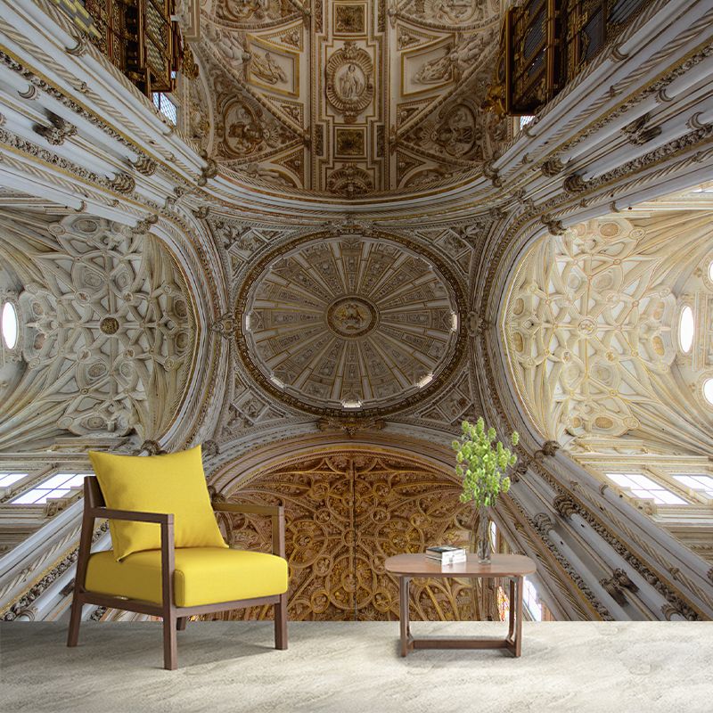 Church Construction Pattern Mildew Wall Mural Horizontalt for Living Room